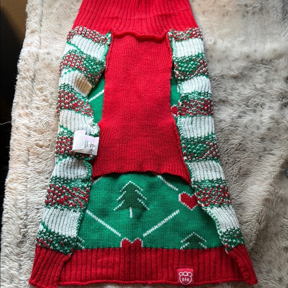 Boots & Barkley Holiday Dog Sweater Large Green Red - Picture 6 of 8